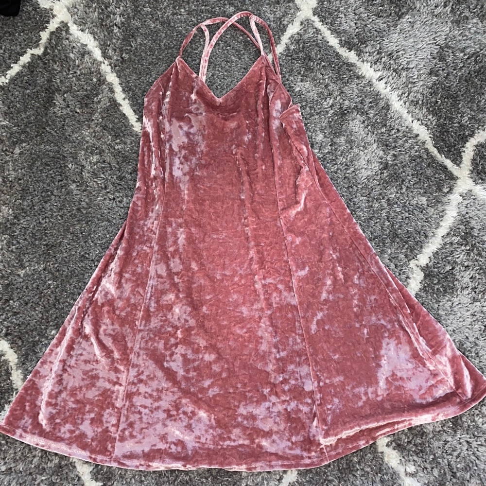 A pink velvet dress